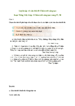 Soạn bài Luyện từ và câu: Luyện tập về câu chủ đề - Tiếng Việt 4 Chân trời sáng tạo