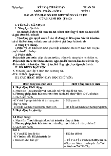 Giáo án Toán lớp 4 Tuần 20 Bìa 42+ 43 | Chân trời sáng tạo