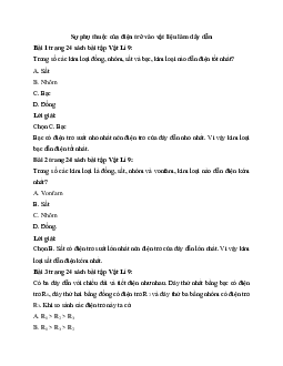 Giải SBT Lý 9 bài 9 Sự phụ thuộc của điện trở vào vật liệu làm dây dẫn