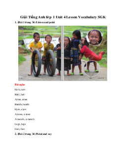 Giải Tiếng Anh lớp 1 Unit 4 Lesson Vocabulary SGK | Explore Our World