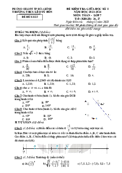 Đề giữa kỳ 1 Toán 7 năm 2023 – 2024 trường THCS Lê Quý Đôn – Hòa Bình