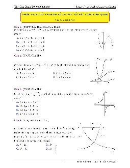 Bài tập trắc nghiệm nhận dạng đồ thị hàm số và một số bài toán liên quan – Cao Đình Tới Toáan 12