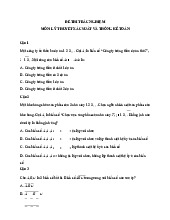 Đề thi trắc nghiệm môn: lý thuyết xác suất và thống kê toán