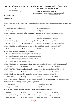 Đề thi thử TN THPT môn sinh học 2021 chuẩn cấu trúc đề minh họa số 10 (có đáp án và lời giải chi tiết)