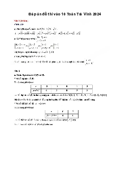 Đề thi tuyển sinh vào 10 môn Toán Sở GD&ĐT Trà Vinh năm 2024 - 2025