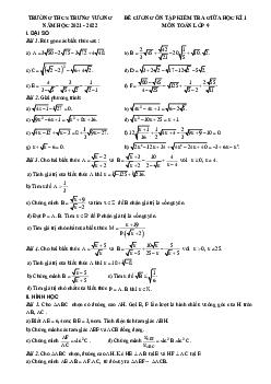 Đề cương ôn tập thi giữa kì 1 Toán 9 năm 2021 – 2022 trường THCS Trưng Vương – Hà Nội