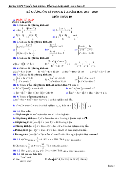 Đề cương HK2 Toán 10 năm 2019 – 2020 trường Nguyễn Bỉnh Khiêm – Gia Lai