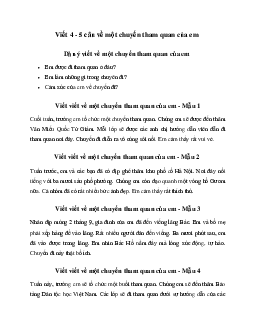 Tập làm văn lớp 2: Viết 4 - 5 câu về một chuyến tham quan của em | Chân trời sáng tạo