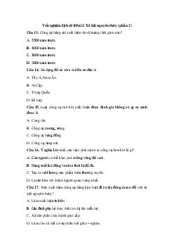 Trắc nghiệm Lịch sử 10 bài 2: Xã hội nguyên thủy (phần 2)