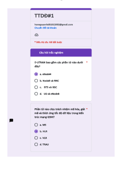Bài kiểm tra trắc nghiệm (quiz) môn Thông tin di động lần 01 | Học viện Công nghệ Bưu chính Viễn thông