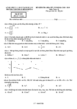 Đề thi HKI Toán 12 năm học 2018 – 2019 trường THPT Phan Đình Phùng – Đắk Lắk