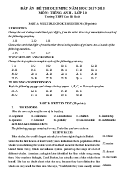 Đề OLYMPIC năm học 2017-2018 môn thi Tiếng Anh lớp 10 cụm THPT Long Biên-Gia Lâm trường THPT Cao Bá Quát (có đáp án)
