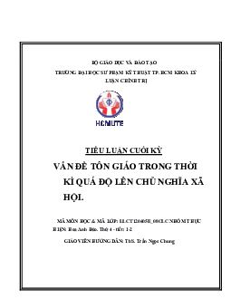Tiểu luận môn Chủ nghĩa xã hội khoa học đề tài "Vấn đề tôn giáo trong thời kỳ quá độ lên chủ nghĩa xã hội"