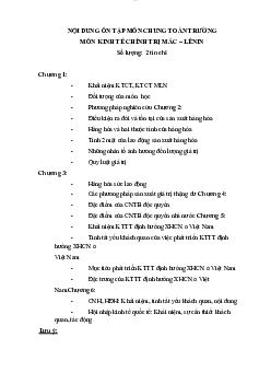 Ôn tập chương I Kinh tế chính trị | Đại học Sư Phạm Hà Nội