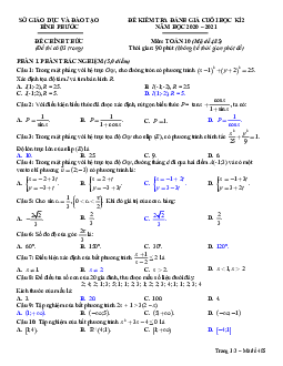 Đề thi cuối học kì 2 Toán 10 năm 2020 – 2021 sở GD&ĐT Bình Phước