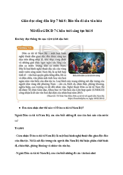 Giải Giáo dục công dân 7 Bài 5: Bảo tồn di sản văn hóa | Chân trời sáng tạo