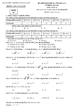 Đề cuối học kì 2 Toán 11 năm 2023 – 2024 trường THPT Ngô Quyền – Thái Nguyên