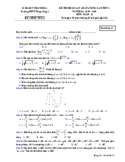 Đề khảo sát Toán 12 lần 2 năm 2019 – 2020 THPT Nông Cống 2 – Thanh Hóa