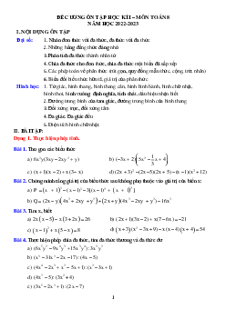 Đề cương ôn tập kì 1 Toán 8 năm 2022 – 2023 trường THCS Thành Công – Hà Nội