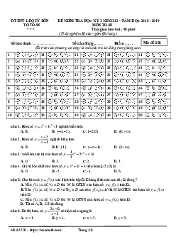 Đề thi HK1 Toán 12 năm 2018 – 2019 trường THPT Lê Quý Đôn – Quảng Ngãi