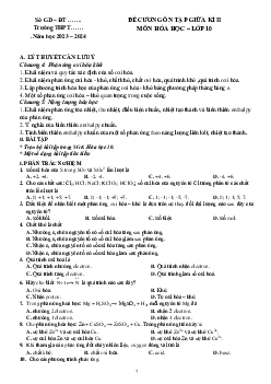 Đề cương ôn thi giữa học kì 2 môn Hóa học 10 năm 2023 - 2024 (Sách mới) | Kết Nối Tri Thức