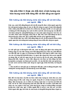 Văn mẫu 8 | Đoạn văn diễn dịch về ảnh hưởng của hiện tượng nước biển dâng đối với đời sống con người | Chân trời sáng tạo