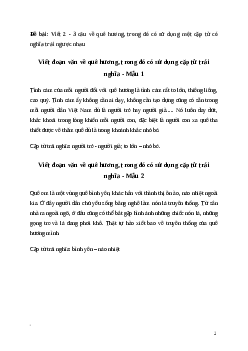 Văn mẫu Viết 2 - 3 câu về quê hương, trong đó có sử dụng một cặp từ có nghĩa trái ngược nhau | Kết nối tri thức