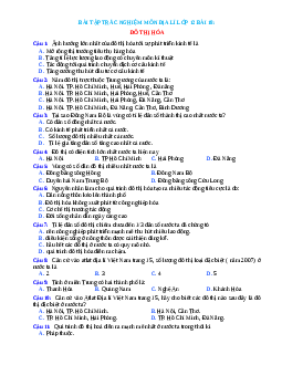 Trắc nghiệm Địa 12 bài 18 có đáp án: Đô thị hóa