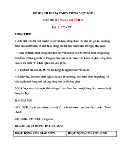 Chủ đề 10: Ngày chủ nhật | Bài 4 | Giáo án Tiếng Việt 1 bộ sách Chân trời sáng tạo