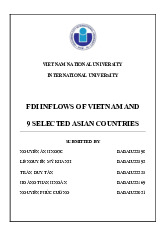 Fdi inflows of Vietnam and 9 selected Asian countries | Bài tiểu luận kết thúc học phần Statistics for Business | Trường Đại học Quốc tế, Đại học Quốc gia Thành phố Hồ Chí Minh