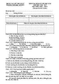 Đề thi học kì 2 môn Khoa học lớp 5 trường Tiểu học Kỳ Phú, Ninh Bình năm 2016 - 2017