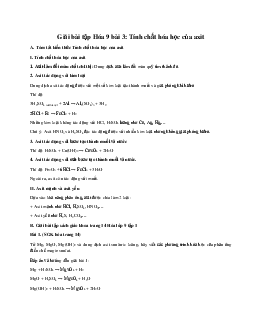 Giải bài tập Hóa 9 bài 3: Tính chất hóa học của axit