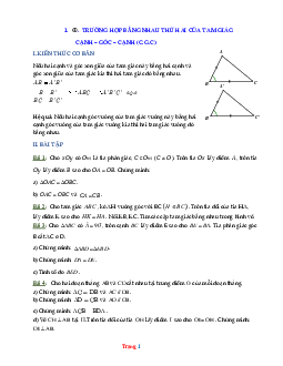 TOP 8 Bài tập Toán 7 về trường hợp bằng nhau thứ hai của tam giác (có lời giải)