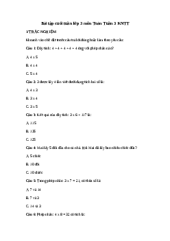 Phiếu bài tập cuối tuần lớp 3 môn Toán - Tuần 3 (cơ bản) | Kết nối tri thức