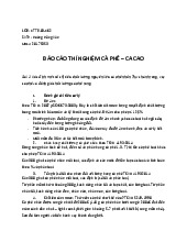Báo cáo thí nghiệm cà phê cacao_Hoàng Hồng Vân| Môn Công nghệ sản phẩm nhiệt đới| Trường Đại học Bách Khoa Hà Nội