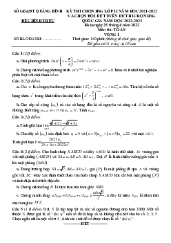 Đề thi chọn HSG Toán 11 năm 2021 – 2022 sở GD&ĐT Quảng Bình