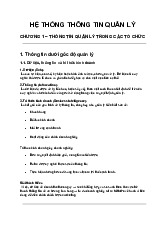 Chương 1 Thông tin quản lý trong tổ chức | Môn Hệ thống thông tin quản lý - Đại học Kinh Tế Quốc Dân