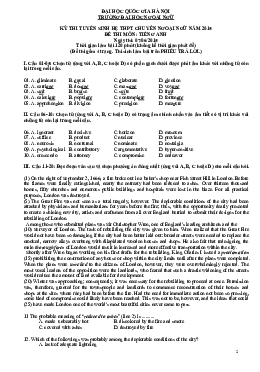 Kỳ thi tuyển sinh hệ THPT chuyên ngoại ngữ năm 2015 đề thi môn Tiếng Anh