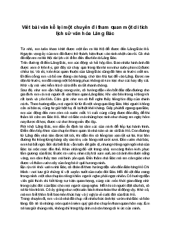 Văn mẫu 8 Kể lại một chuyến đi | Viết bài văn kể về chuyến đi tham quan di tích lịch sử văn hóa Lăng Bác