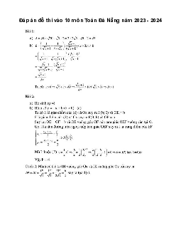 Đề thi vào 10 môn Toán năm 2023 - 2024 sở GD&ĐT Đà Nẵng