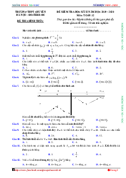 Đề thi học kỳ 2 Toán 12 năm 2019 – 2020 trường THPT chuyên Hà Nội – Amsterdam