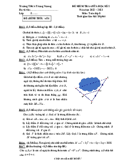 Đề giữa học kỳ 1 Toán 8 năm 2022 – 2023 trường THCS Trưng Vương – Hà Nội