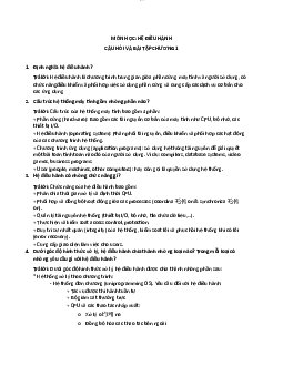 Câu hỏi và Bài tập Chương 1 - Hệ Điều Hành | Trường Đại học CNTT Thành Phố Hồ Chí Minh