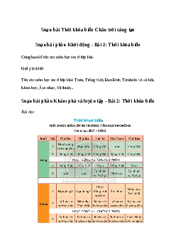 Soạn bài Thời khóa biểu trang 117| Tiếng việt 2| Chân trời sáng tạo