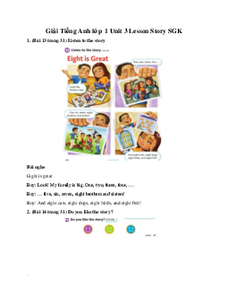 Giải Tiếng Anh lớp 1 Unit 3 Lesson Story SGK | Explore Our World