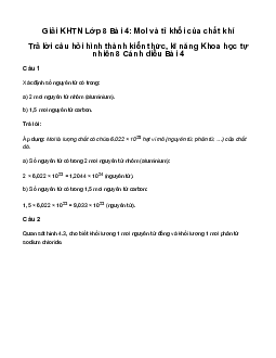 Giải KHTN 8 Bài 4: Mol và tỉ khối của chất khí | Cánh diều