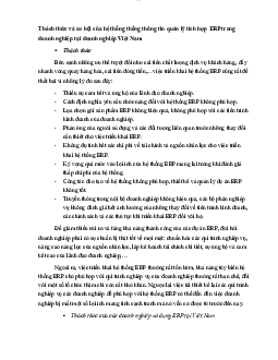 Thách thức và cơ hội của hệ thống thống thông tin quản lý tích hợp ERP trong doanh nghiệp | Thương mại điện tử | Đại học Thương mại