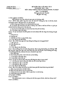Đề thi giữa học kì 2 môn Hoạt động trải nghiệm hướng nghiệp 7 sách Cánh diều - Đề 2