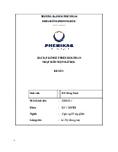 Bài tập lớn kết thúc học phần Nhập môn Việt ngữ học | Trường Đại học Phenikaa | Ngành ngôn ngữ Trung Quốc