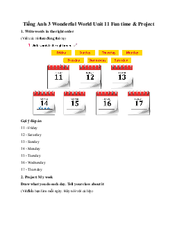 Giải BT Tiếng Anh 3 Wonderful World Unit 11 Fun time & Project